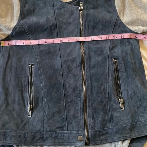 Chaser Moto Jacket Womens Medium Genuine Suede Color Block Collarless Full Zip - Picture 9 of 11